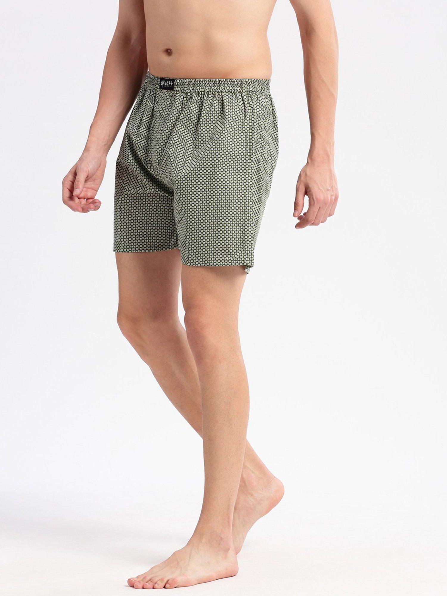 Showoff Olive Cotton Slim Fit Printed Boxers
