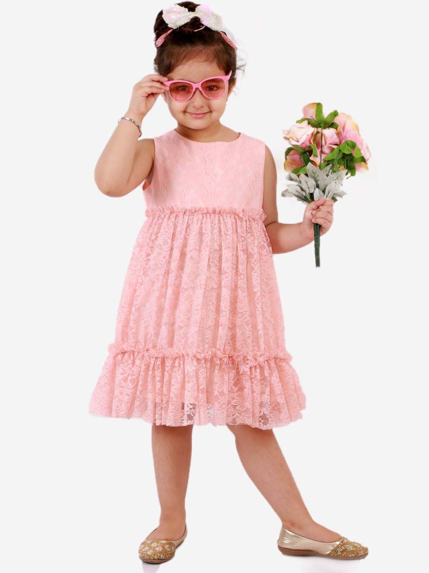 KidsDew Peach Regular Fit Dress