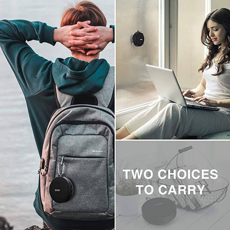 Shower Speaker IPX7 Waterproof Outdoor Bluetooth Speaker with Suction Cup Portable Mini Wireless Speaker with Builtin Mic Stereo Sound and Bluetooth 50 for Bathroom Pool Beach