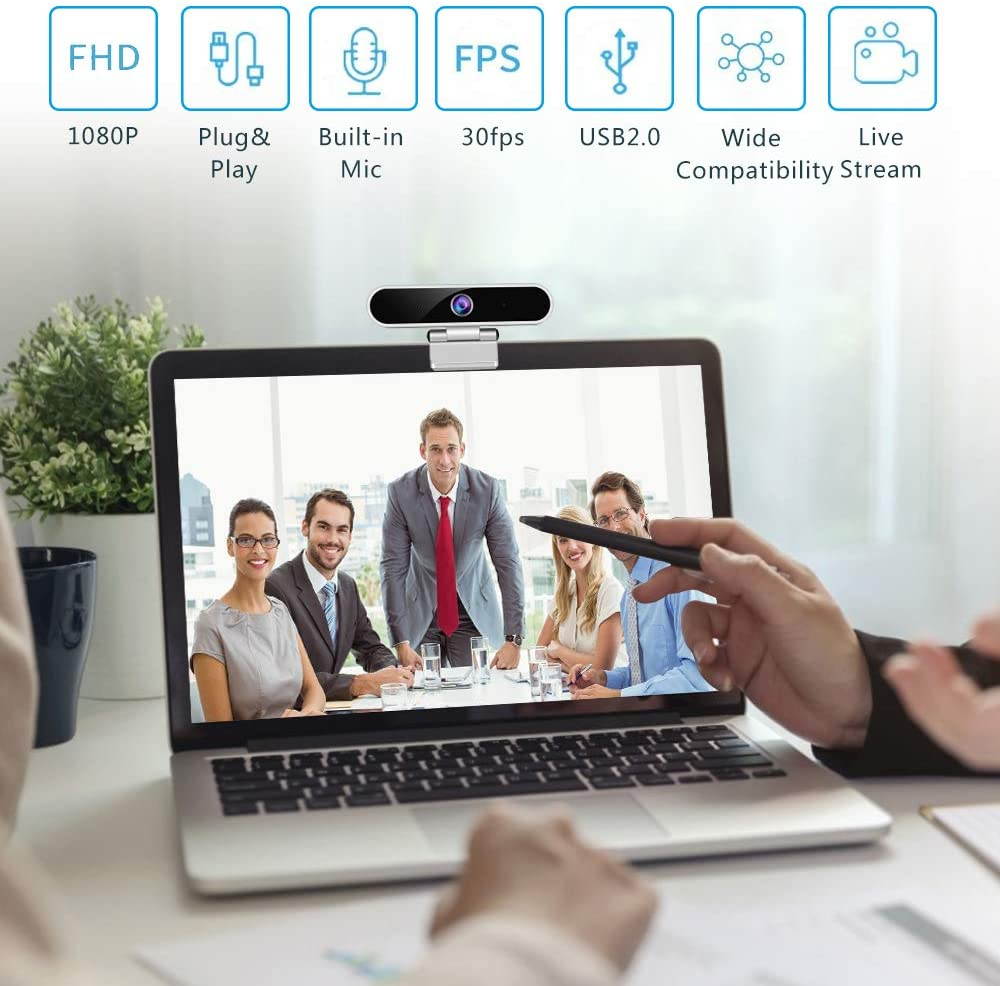 Webcam with Microphone,Camera for Computer Desktop 1080P HD Webcam,Plug and Play USB Webcam for Laptop Flexible Rotatable Clip and Tripod,Privacy Cover for Video Calling Recording Conferencing