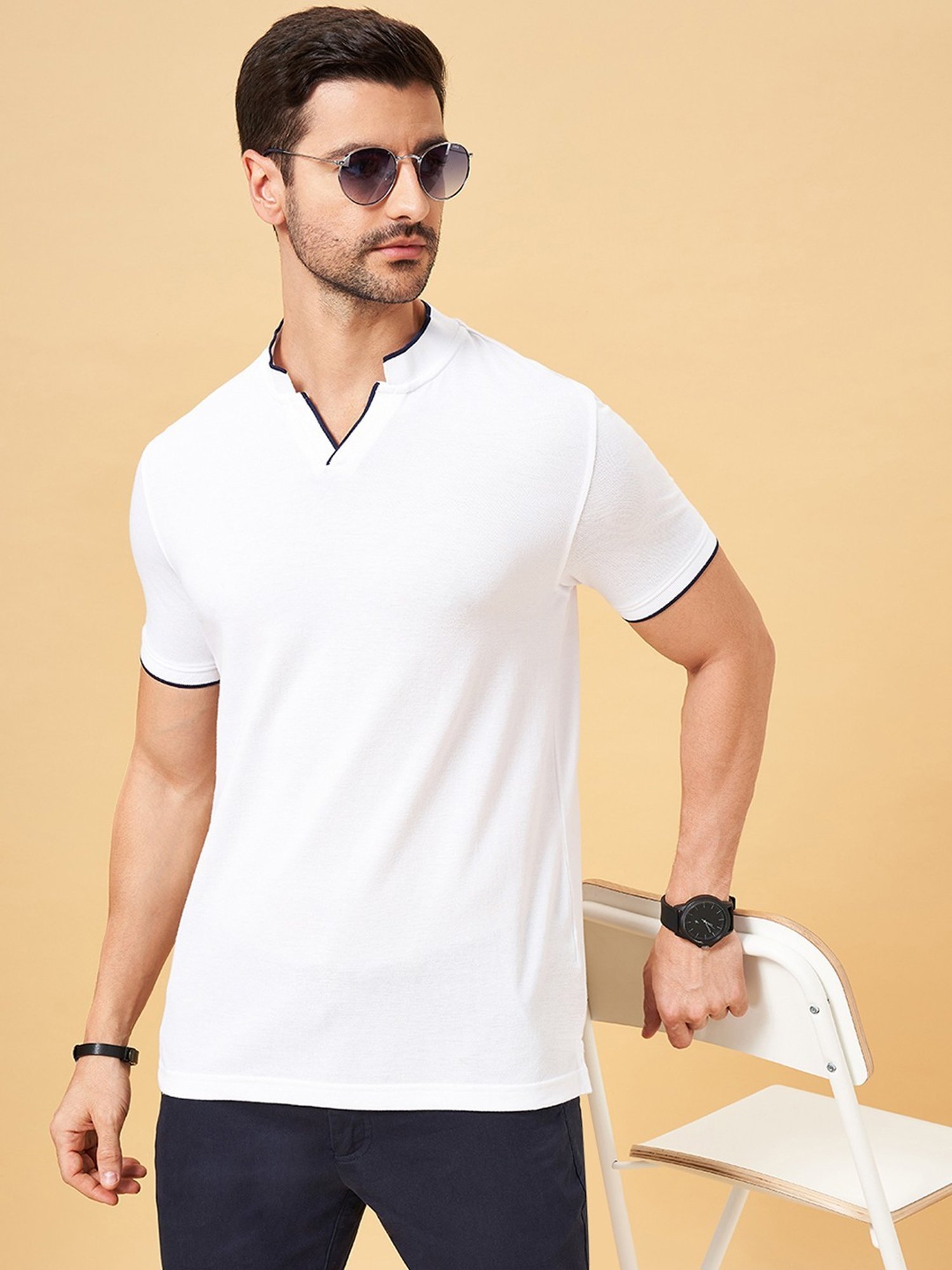 Byford by Pantaloons Cloud Dancer Slim Fit T-Shirt