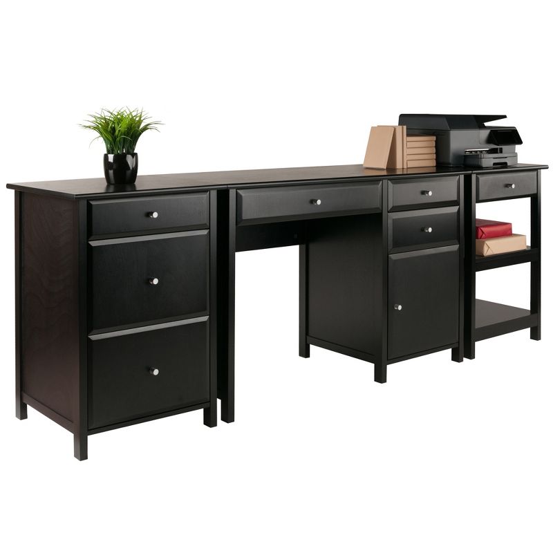 3pc Delta Home Office Set Black - Winsome
