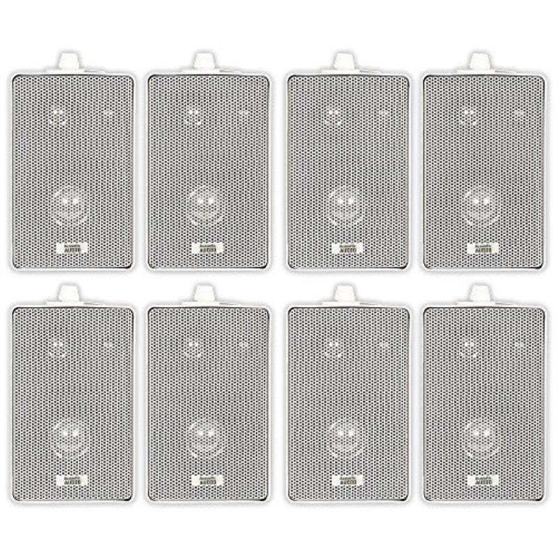Acoustic Audio 251W Indoor Outdoor 3 Way Speakers 1600 Watt White 4 Pair Pack 251W-4Pr