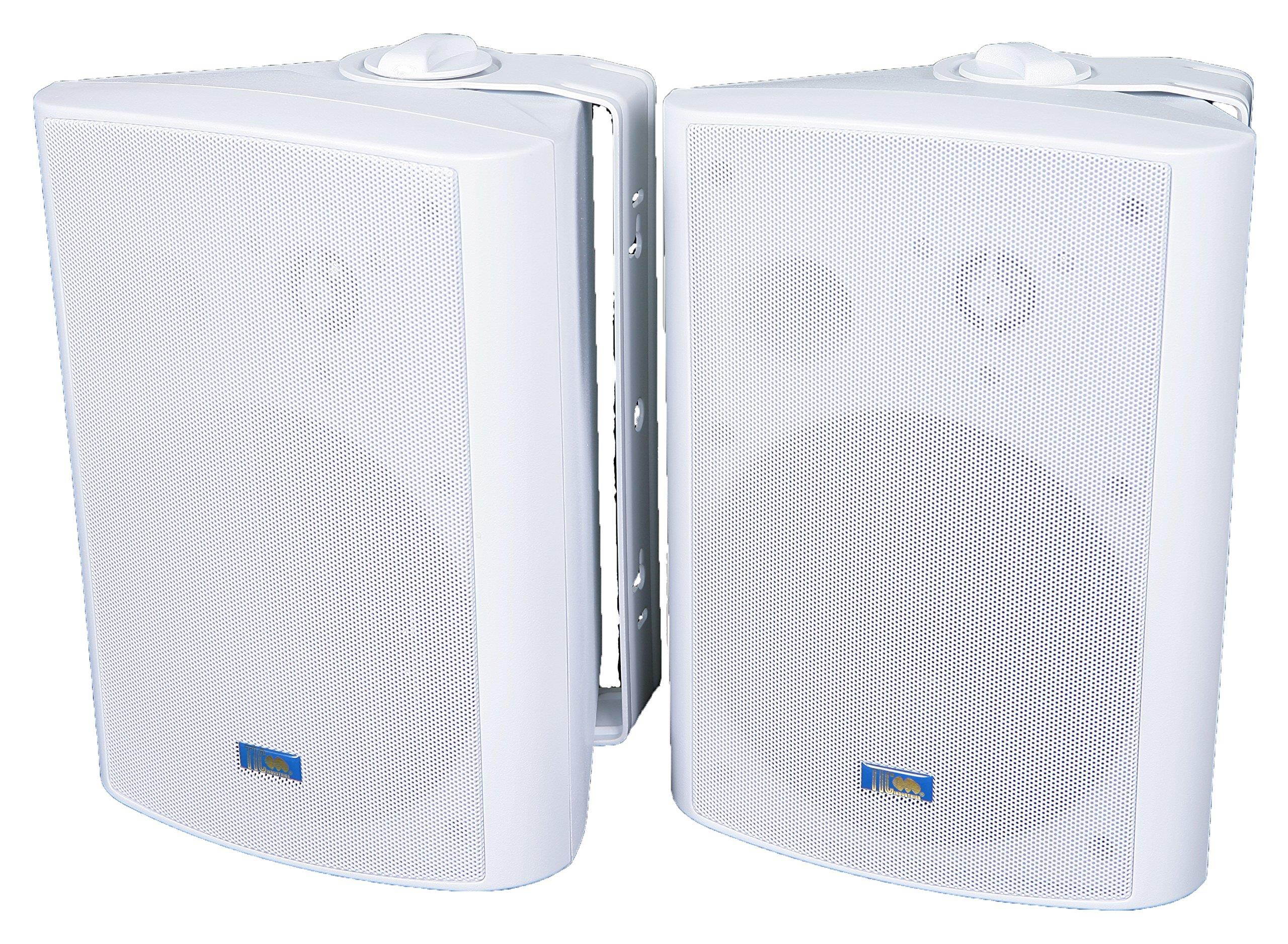 TIC ASP120-W 6.5" Weather-Resistant Outdoor Patio Speakers with 70v Switch (Pair) - White &hellip;