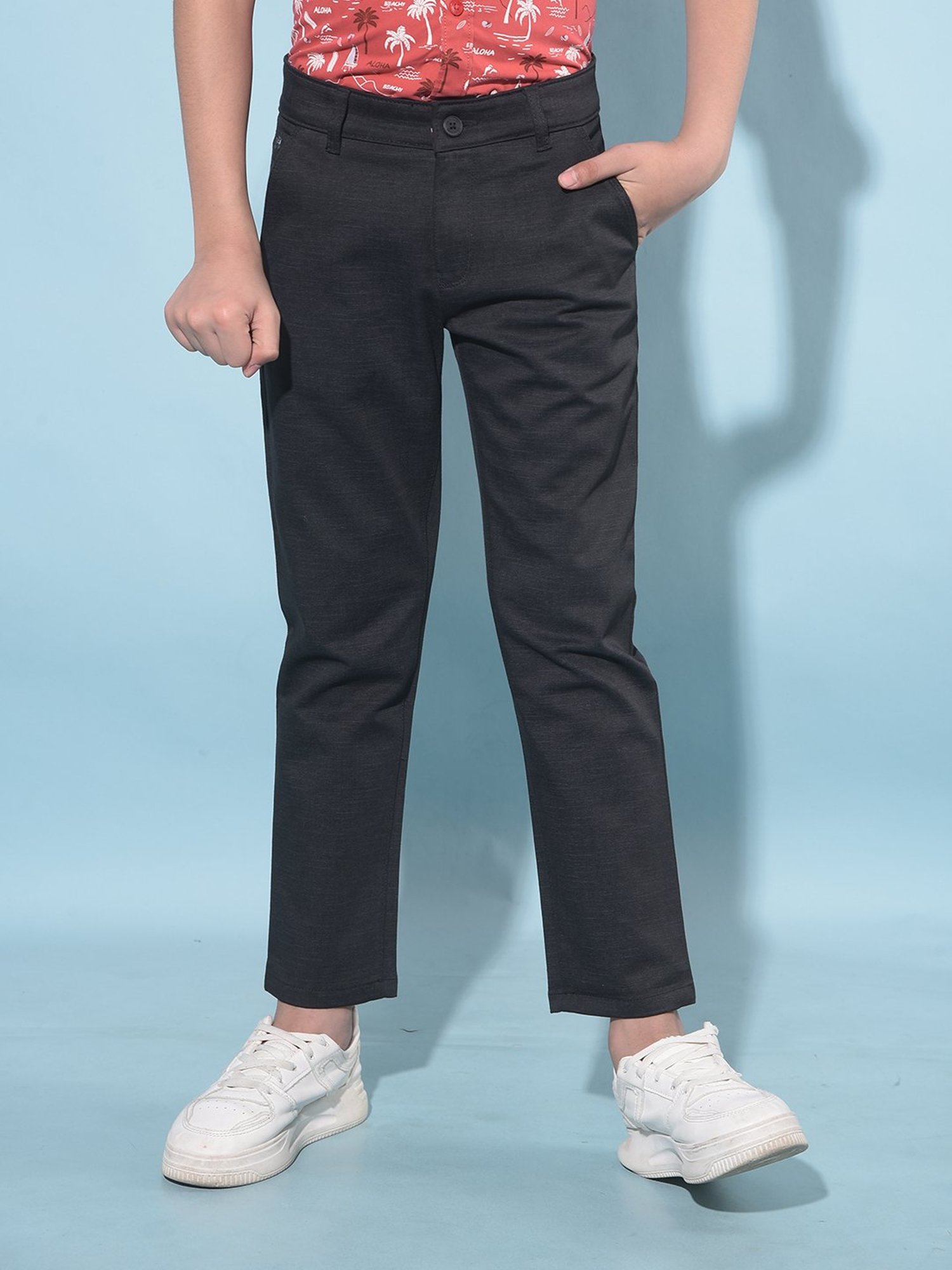 Crimsoune Club Boys Black Solid Trousers