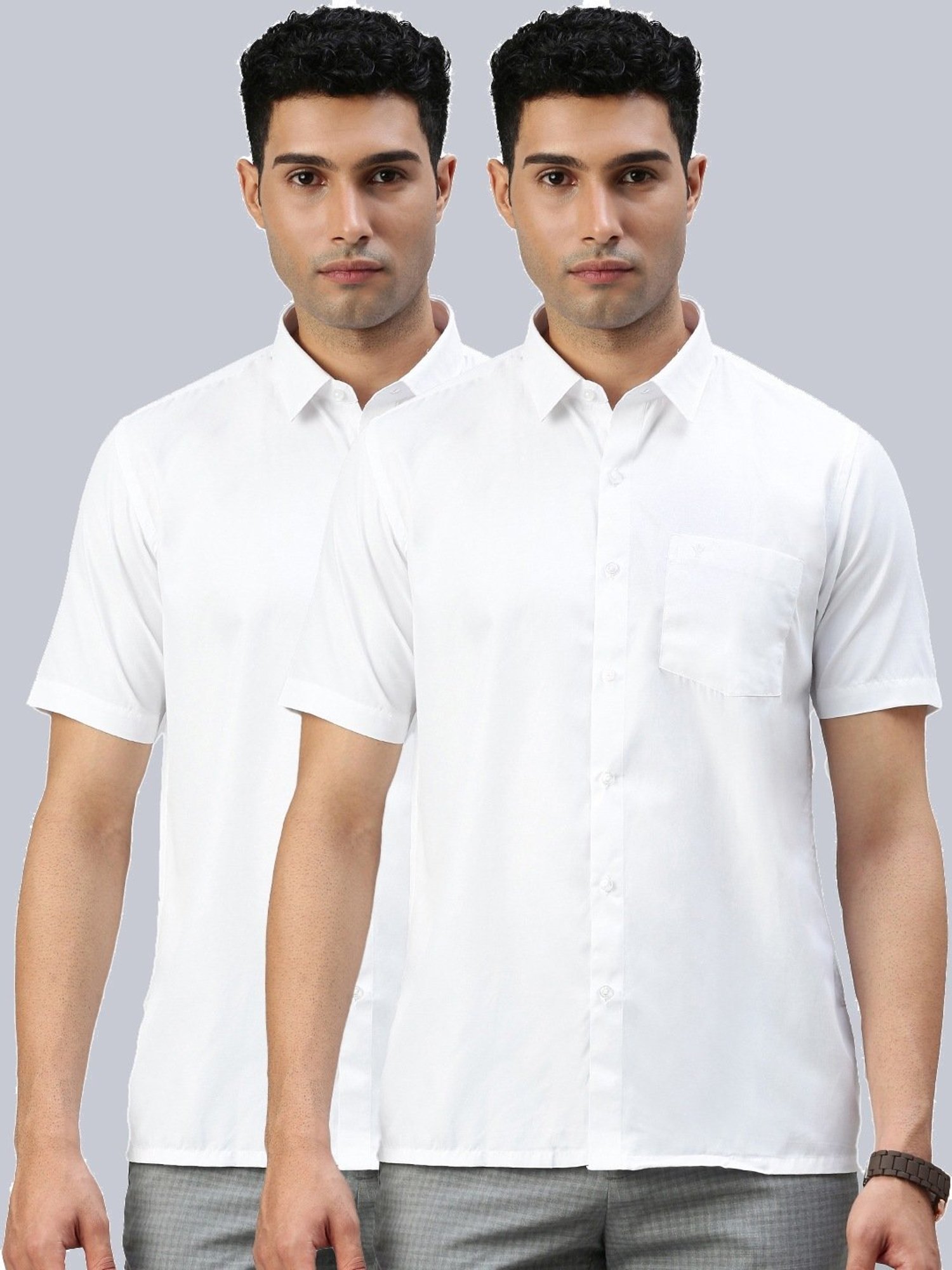 Ramraj White Regular Fit Shirt - Pack Of 2