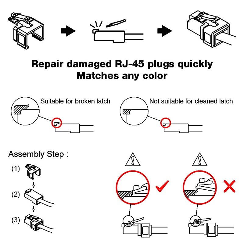 RJ45 Easy Plug Repair for Cat5e Cat6 Clear | Bag of 50