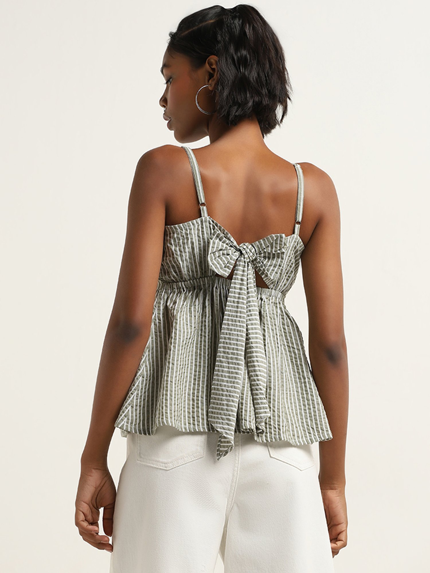 Bombay Paisley by Westside Sage Stripe Printed Cotton Top