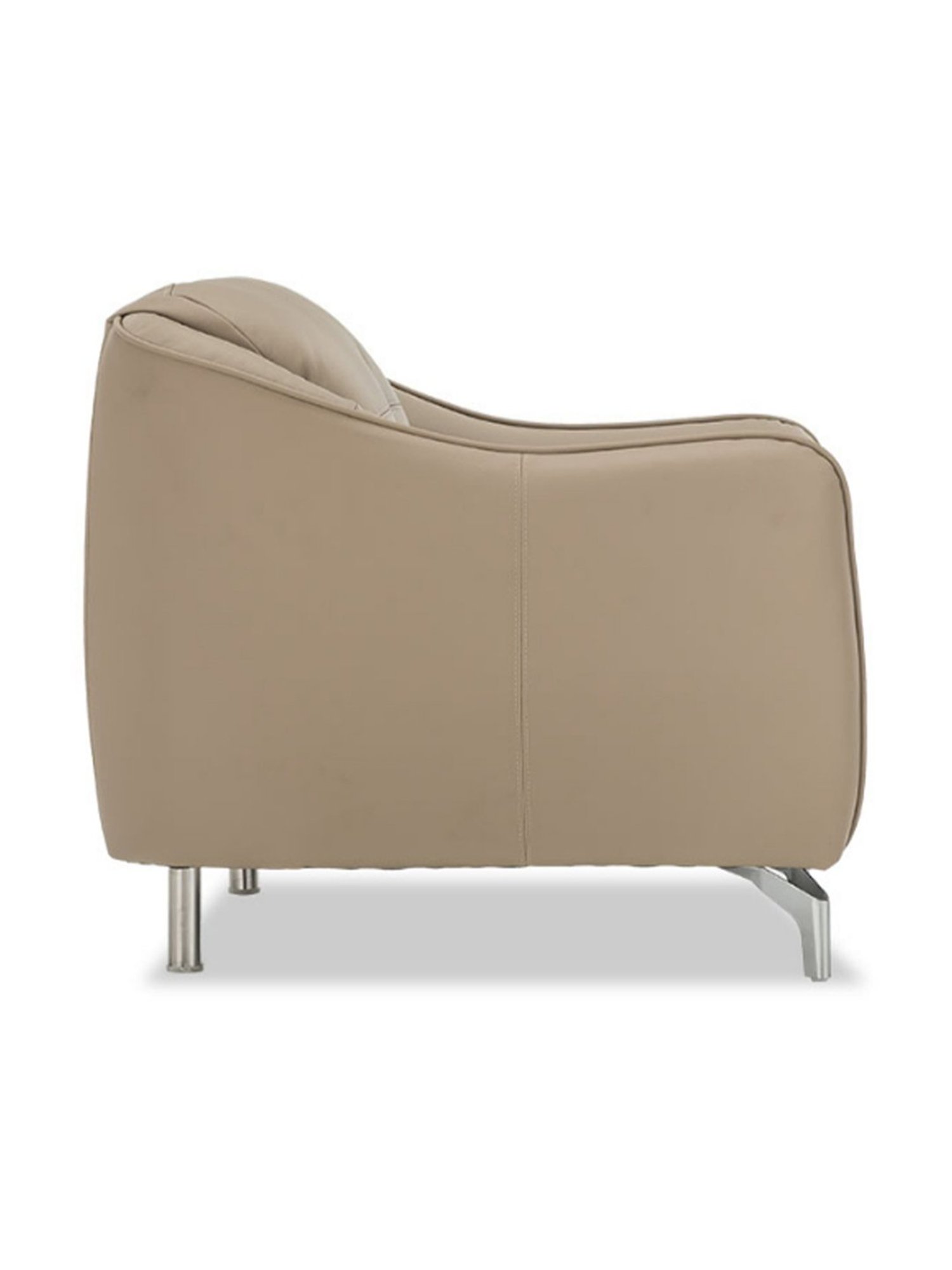 Durian Skyler Mushroom Brown Leather 1 Seater Sofa