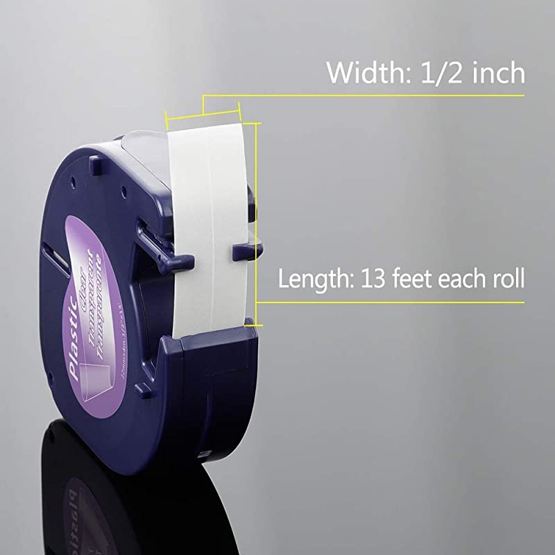 Compatible Label Replacement for DYMO LetraTag Refills Clear Transparent LT Pastic Tape 16952 for DYMO LetraTag 100H LT100T Plus LT110T QX50 Label Makers 12 Inch x 13 Ft 12mm x 4m 5Pack