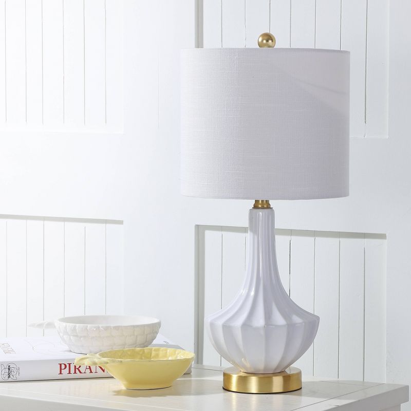 21.5" Ceramic Parker Mini Table Lamp (Includes LED Light Bulb) White - JONATHAN Y