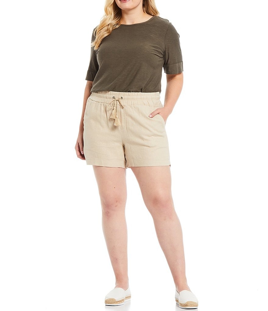 Westbound Plus Size Drawstring Linen Shorts