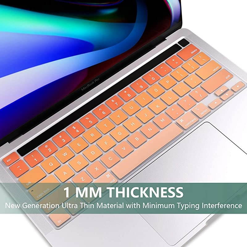Keyboard Cover Compatible with MacBook Pro 16 inch 2019 2020 A2141 Newest MacBook Pro 13 2020 M1 A2338A2289A2251 Model Waterproof DustProof Protective Keyboard Skin Gradient Orange