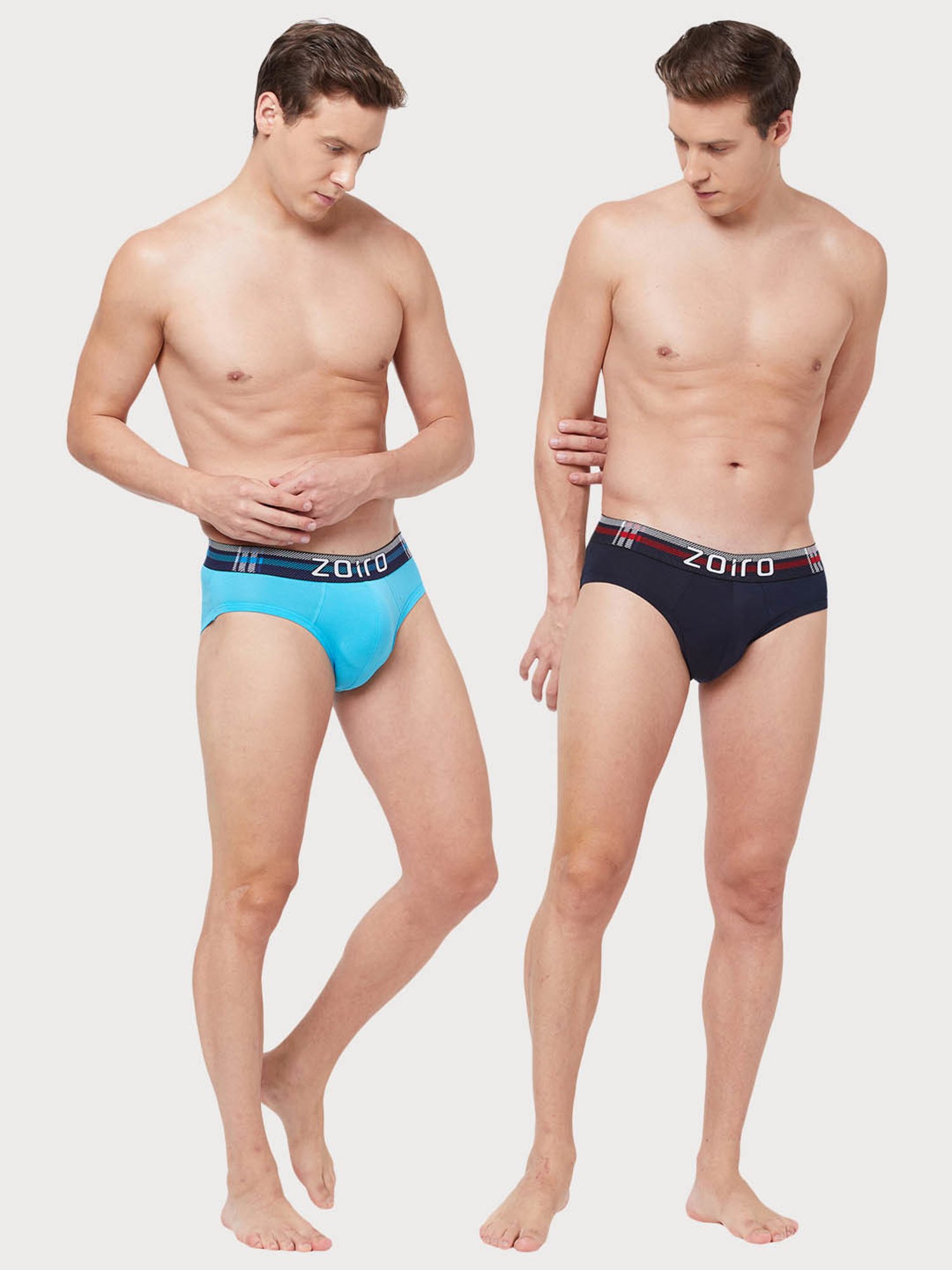 Zoiro Navy & Atoll Blue Regular Fit Briefs - Pack Of 2