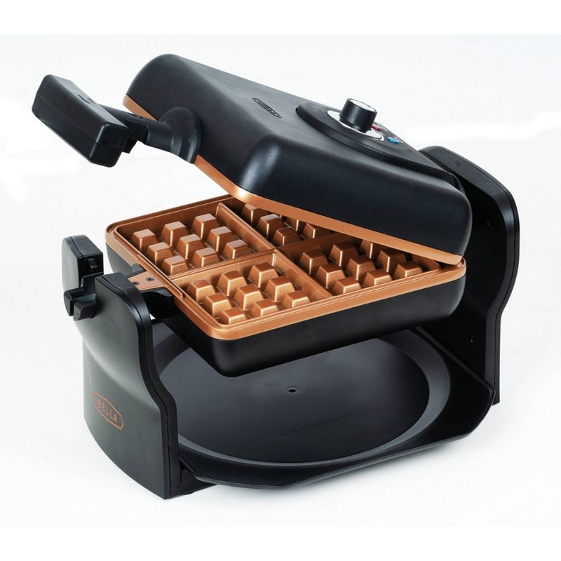 Bella 7" Square Rotating Waffle Maker - Black/Copper