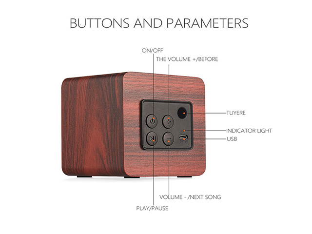 Autofeel Mini Wooden Bluetooth Speaker Portable Wireless Subwoofer Strong Bass Sound Box Music Magic Cube For Smartphone Tablet Laptop For Samsung iPhone Xiaomi Huawei HTC