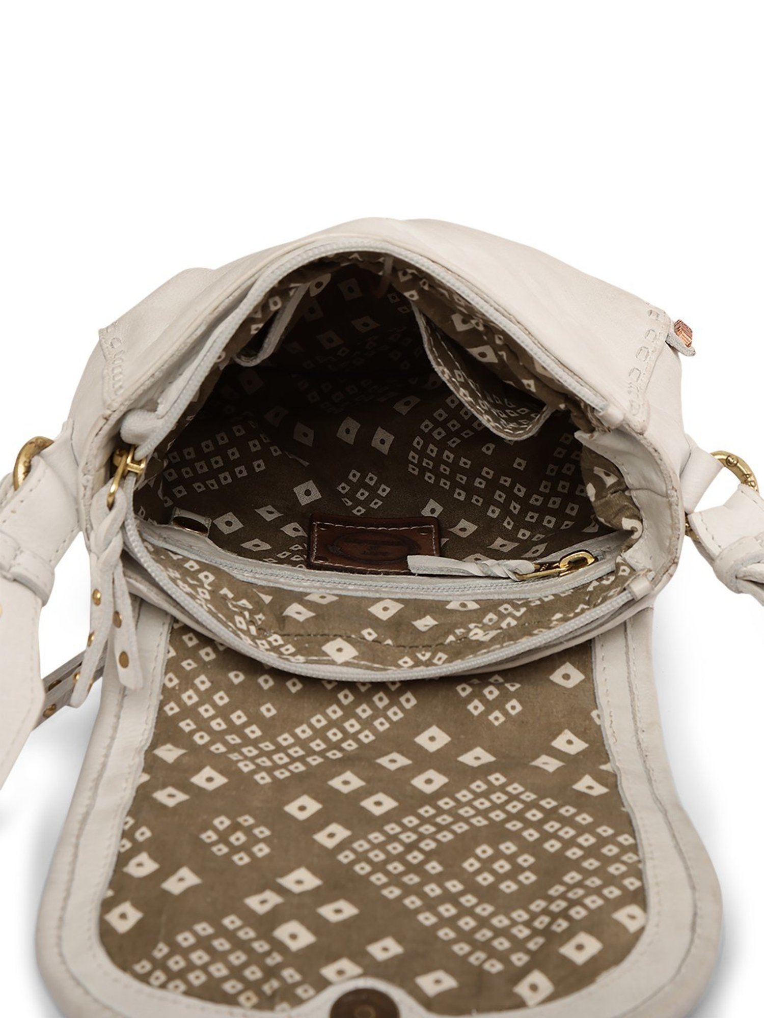 Art N Vintage Floral Bliss White Leather Embroidered Small Sling Handbag