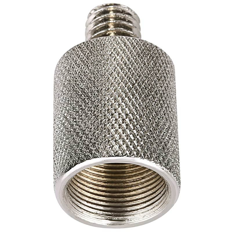 Nickel Brass Durable Solid 2 Pieces 3/8-inch Male to 5/8-inch Female Screw Thread Adapter for Microphone Mounts and Stands (Silver)