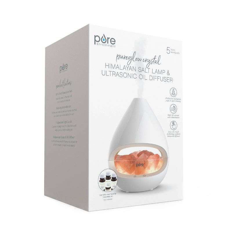 Crystal Himalayan Salt Rock Lamp and Ultrasonic Oil Diffuser - Pure Enrichment
