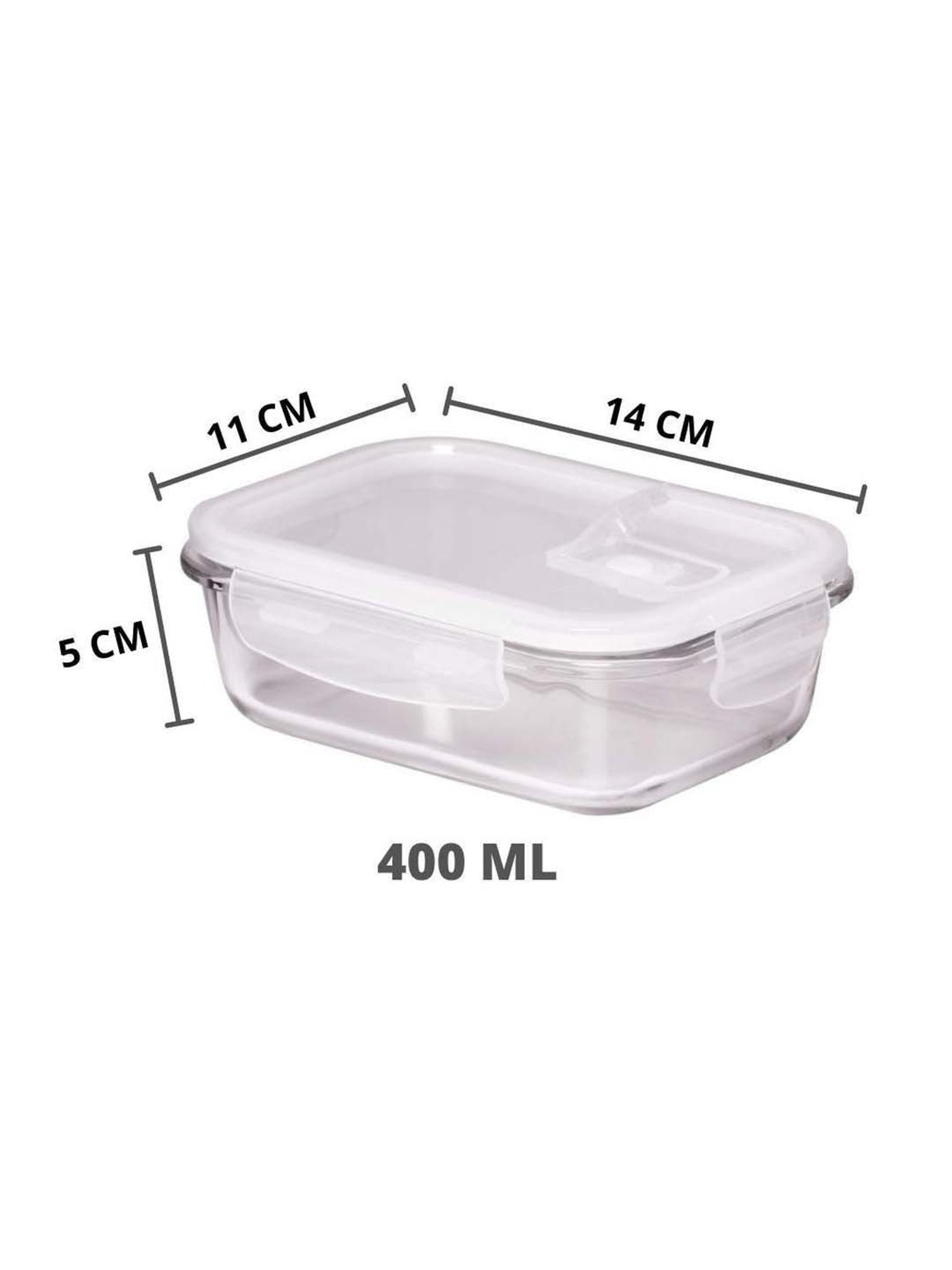 Femora Borosilicate Rectangle Glass Food Storage Container with Air Vent Lid-400ml,620ml(Set of 2)