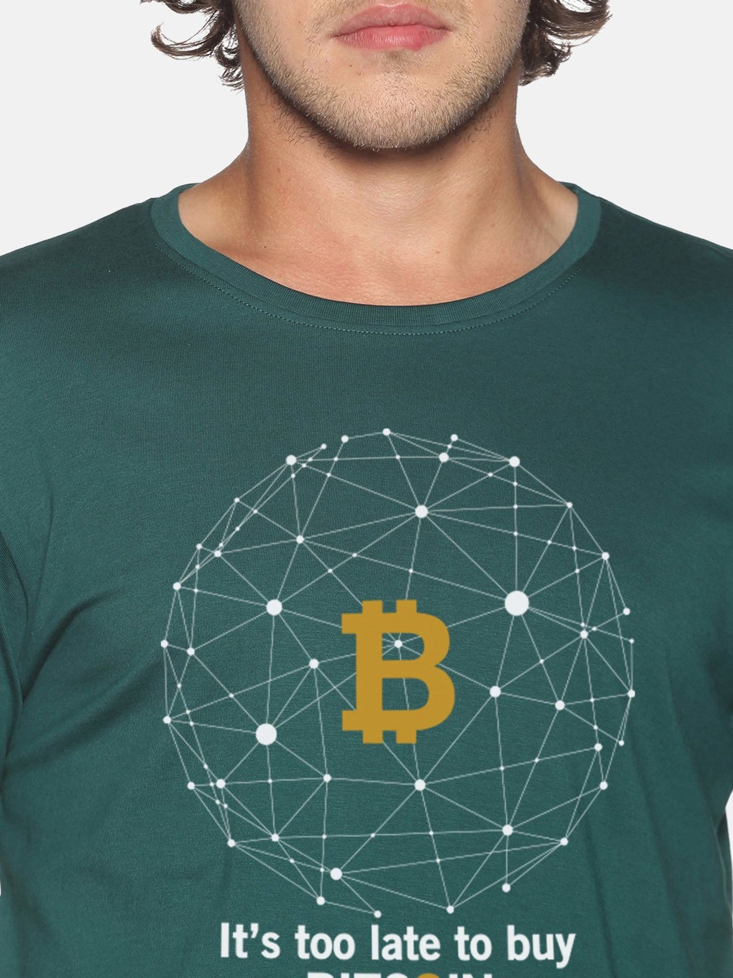 BLACK RADIO Green Slim Fit Printed Cotton Crew T-Shirt