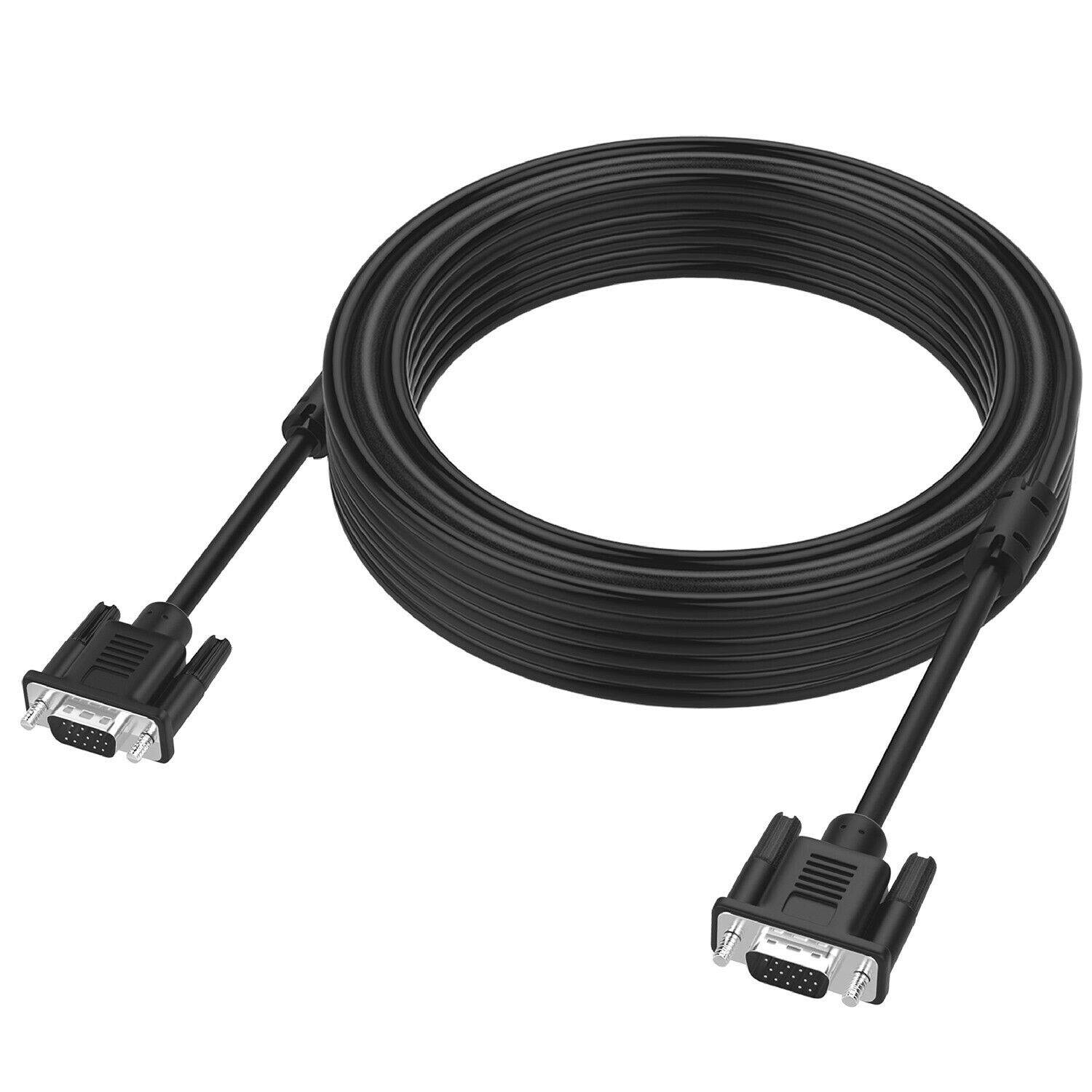 25FT High Resolution VGA Male Monitor Desktop Cable Cord Plug Adapter
