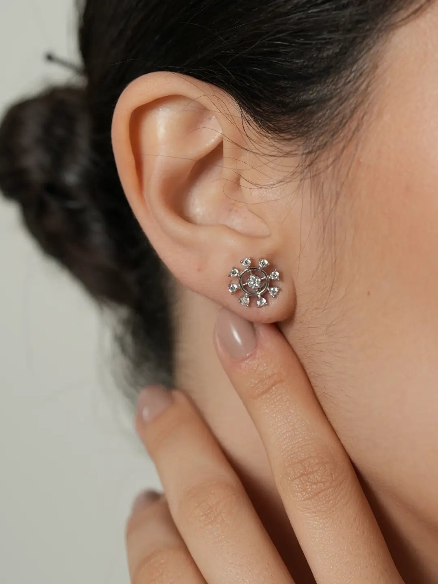 Mabel 92.5 Sterling Silver Studded 8 Stone Stud Earrings for Women