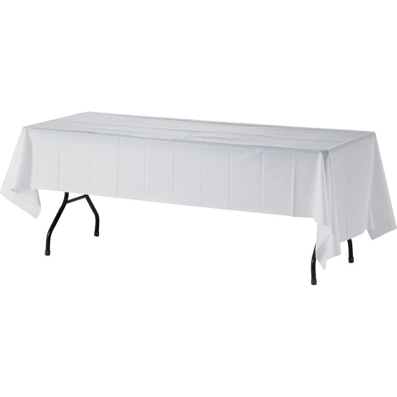 Genuine Joe Plastic Tablecover 54"x108" 6/PK White 10328