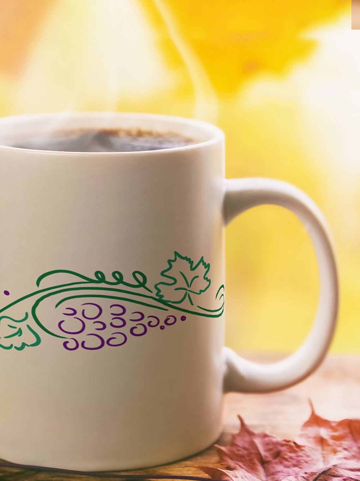 Nestroots White Stoneware Grapevine Bliss Coffee Mug (0.325 L)