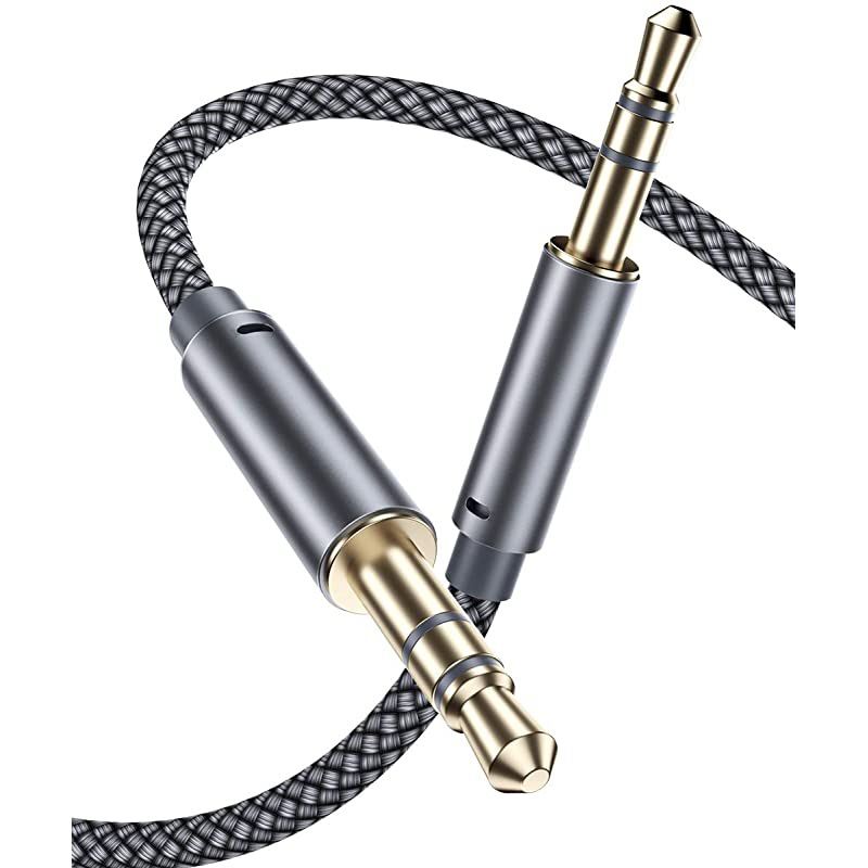 AUX Cable 4ft2 Pack Copper Shell HiFi Sound 35mm Auxiliary Audio Cable Nylon Braided Aux Cord Compatible CarHome StereosSpeakerHeadphonesSonyEcho DotBeats Grey