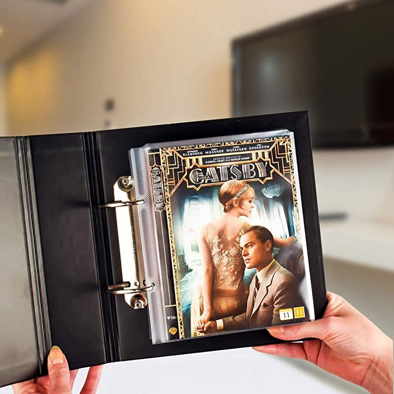 DVD Protective Sleeve for DVD Storage with Binder Holes Closing Flap and Space for Cover 100Pack 10282