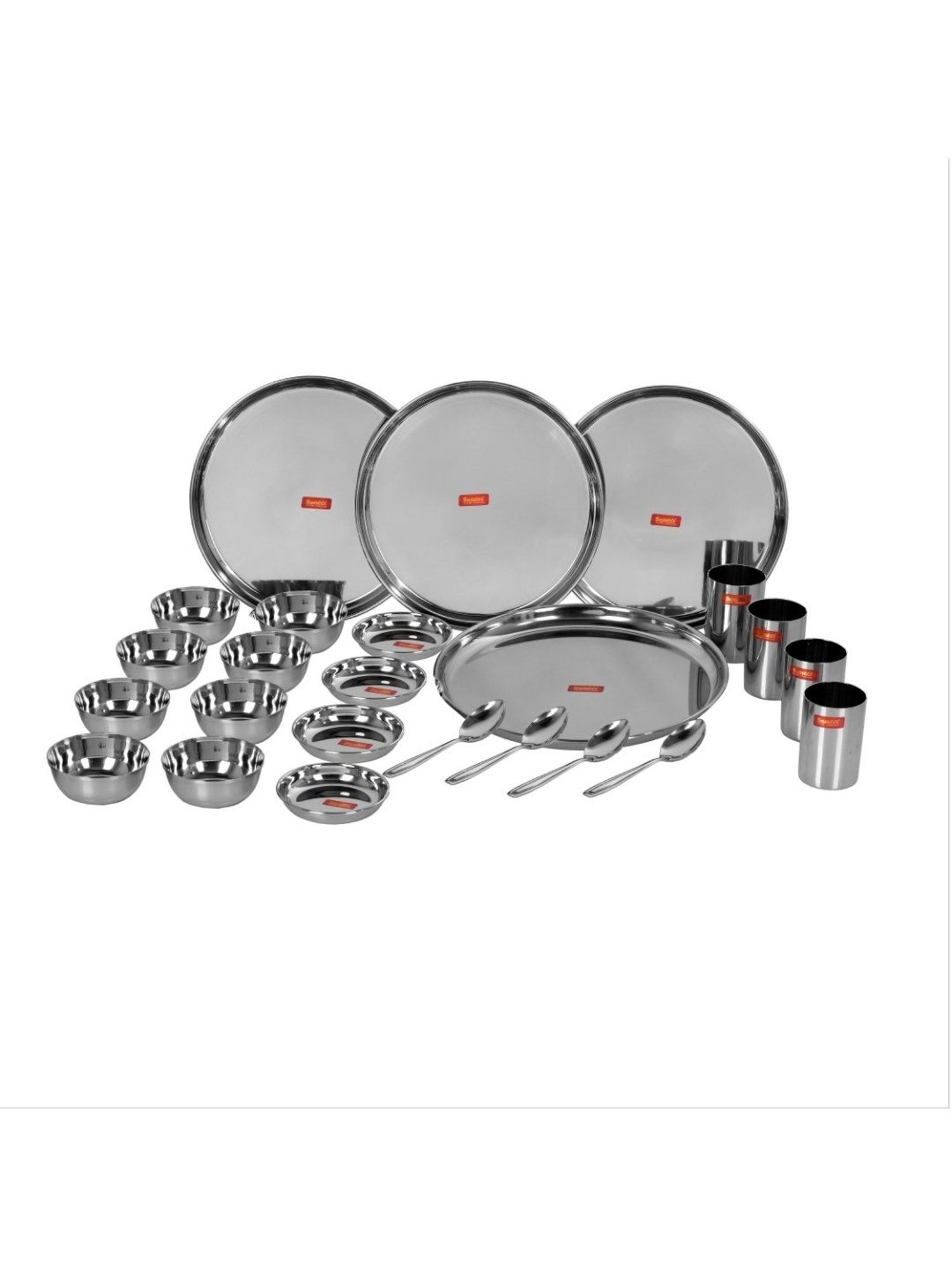 Cello White & Rust Glass Dinner Set