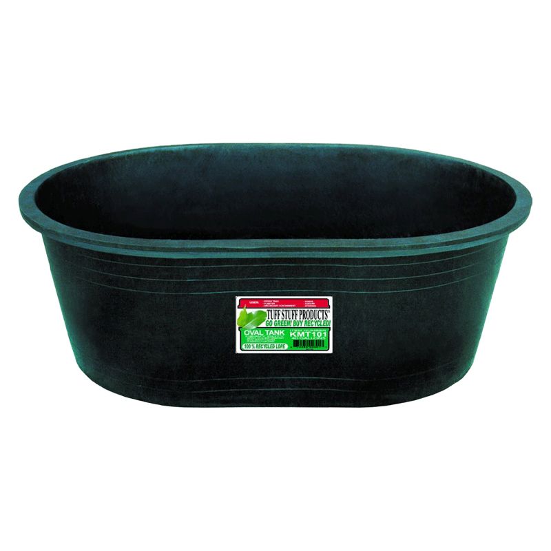 Tuff Stuff TS-KMT101 Heavy Duty 40 Gal Oval Multipurpose Water Feed Storage Tank Tub Container Made from Eco Friendly 100 Percent Recycled LDPE, Green