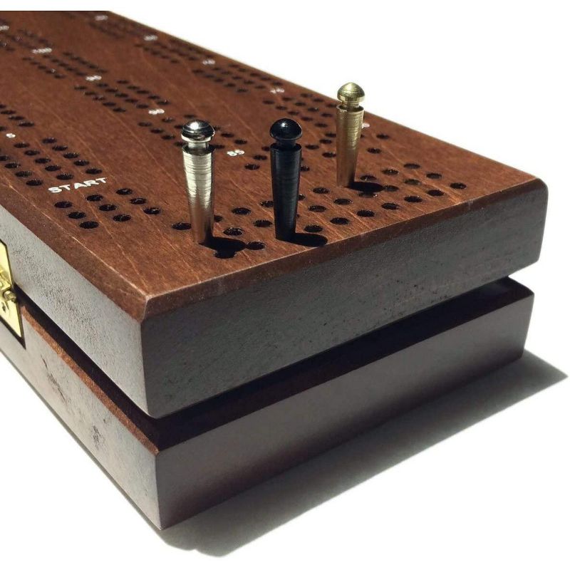 WE Games Tapered Easy Grip Cribbage Pegs w/ Velvet Pouch - Set of 8 (Brass, Chrome, Black, Copper)