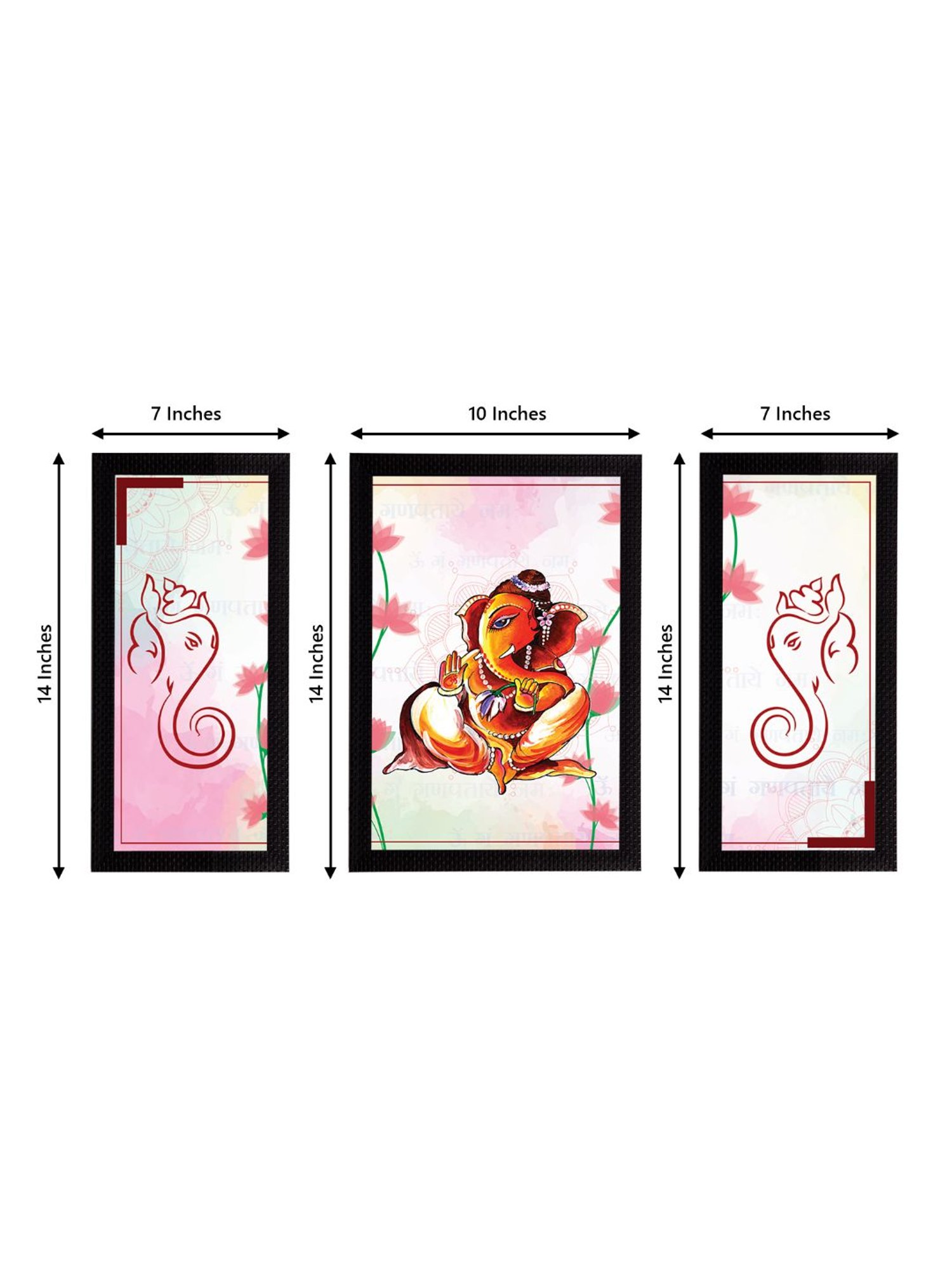 eCraftIndia Set of 3 Lord Ganesha Satin Matt Texture UV Art Painting