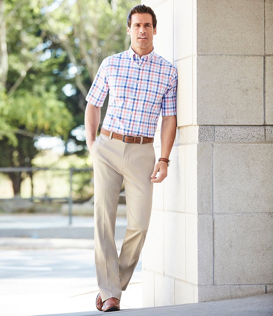 Roundtree & Yorke TotalFLEX Classic Fit Flat Front CoreComfort Waistband Easy Care Pants