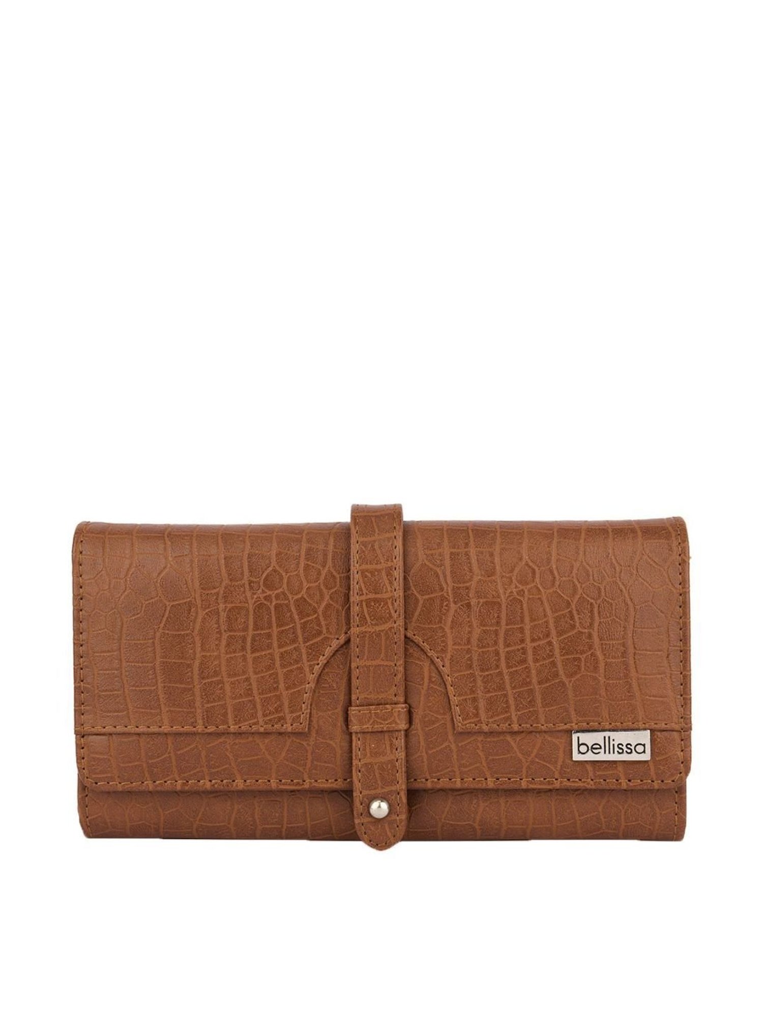 Bellissa Tan Textured Bi-Fold Wallet for Women