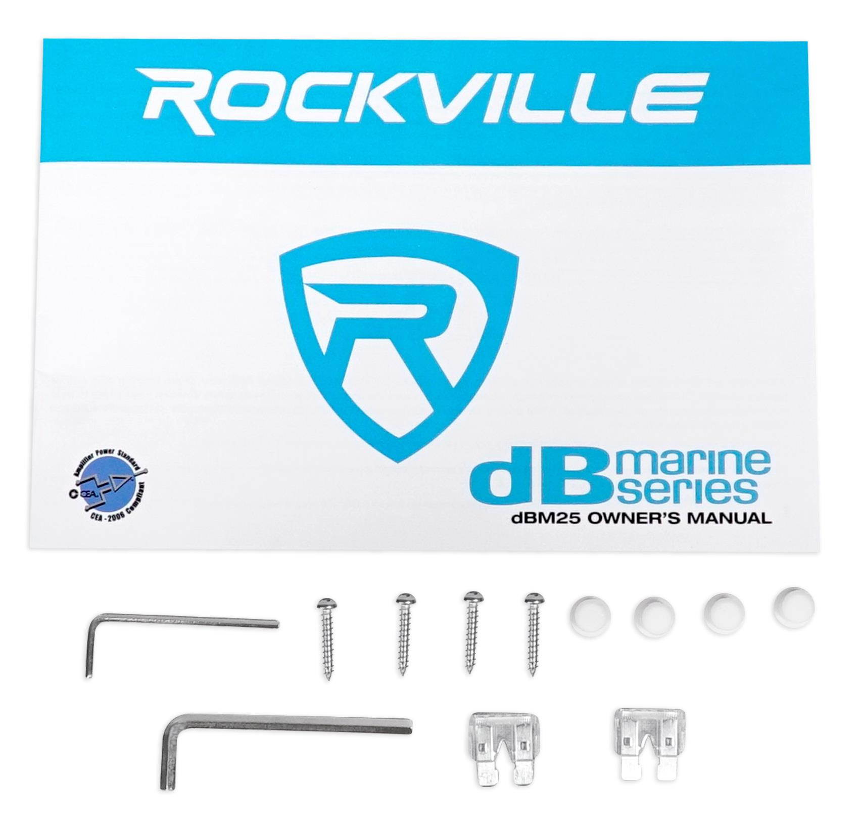 Rockville DBM25 1400w 2 Channel Marine/Boat Amplifier w/ Silicone Covers+Amp Kit