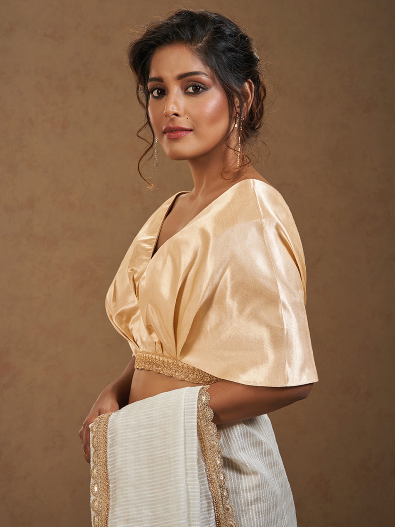 Salwar Studio Beige Embroidered Blouse