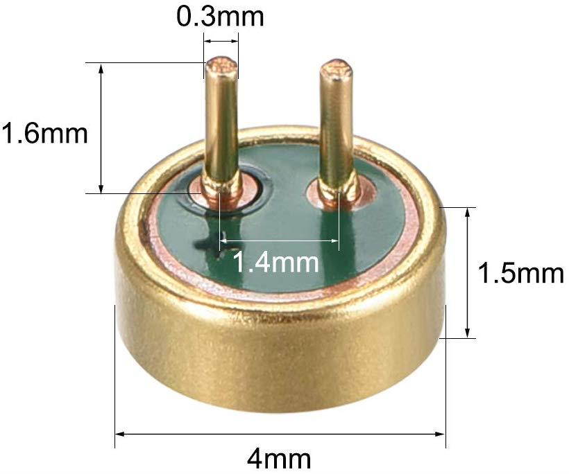 uxcell 4015 40dB Electret Microphone Pickup 4mm x 1.5mm Cylindrical Condenser MIC with Pins for PCB 20 Pcs