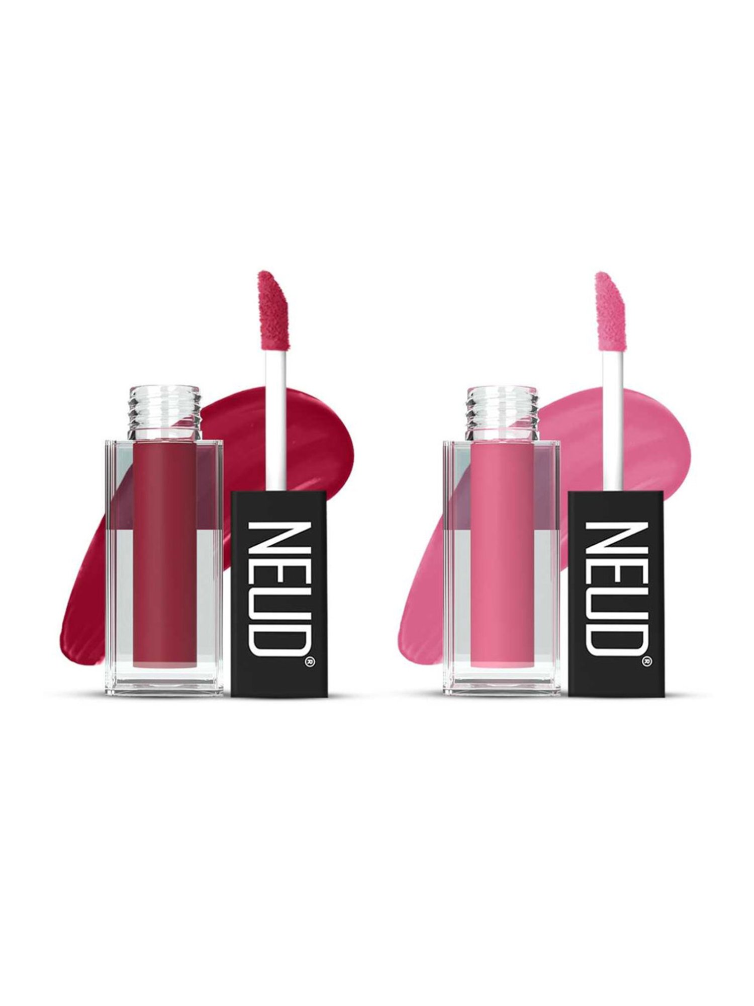 Neud Matte Liquid Lipstick Combo Peachy Pink & Supple Candy with Two Lip Gloss Free