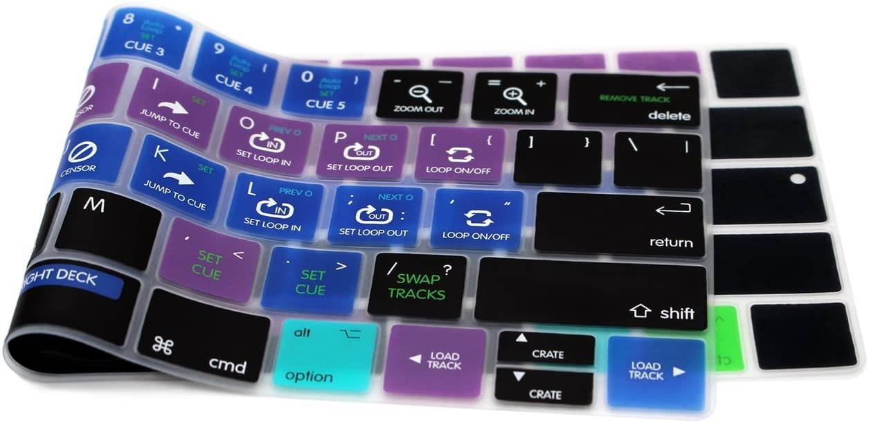 HRH Serato DJ Shortcuts Hotkey Silicone Keyboard Cover Skin for MacBook New Pro with Touch Bar 13 Inch and 15 Inch (A2159/A1989/A1706,A1990/A1707) 2019 2018 2016 2017 Release US Version