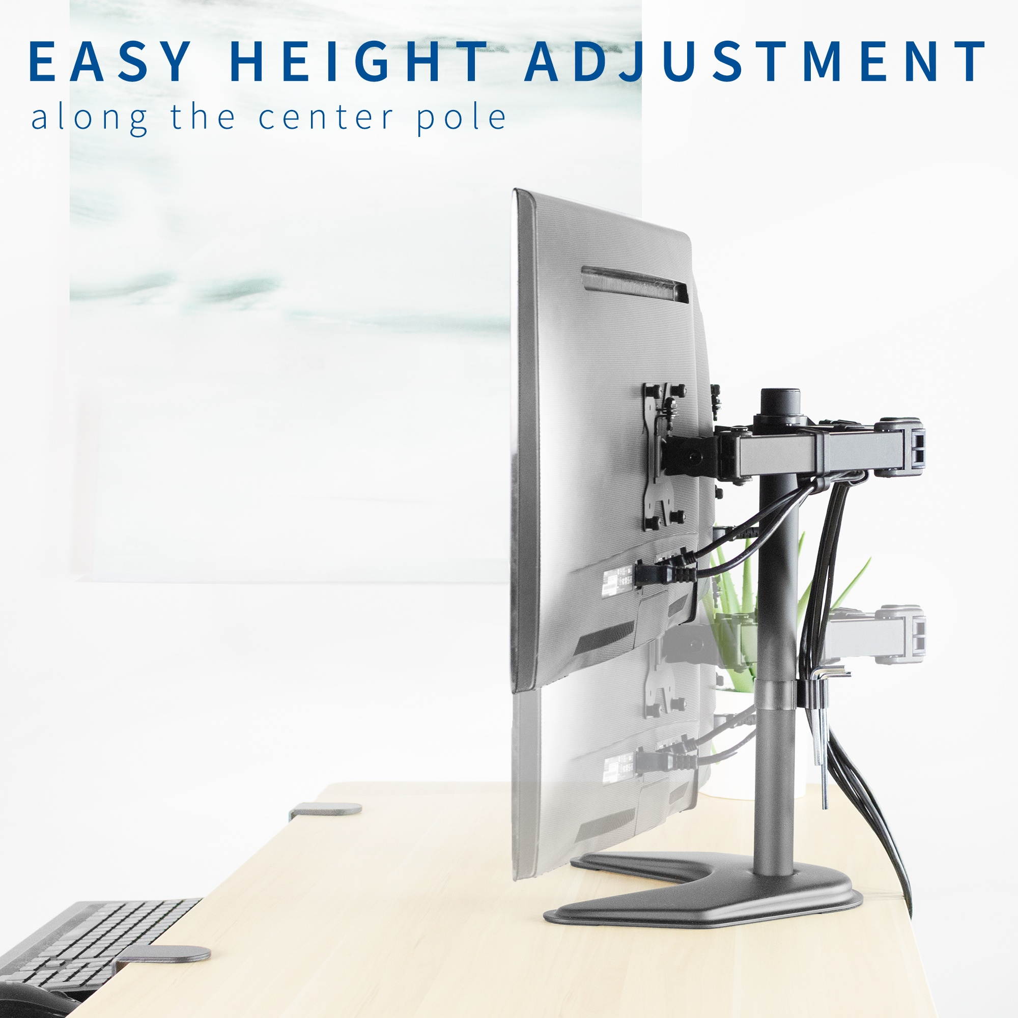 VIVO Full Motion Dual Monitor Free-Standing Desk Stand VESA Mount Double Joints | Holds 13" to 32" Screens (STAND-V102K)