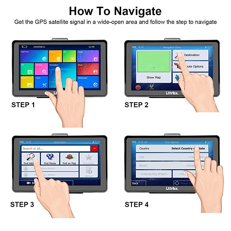 GPS Navigation for Car,  7 Inch HD Touch Screen Lifetime Maps Update Car GPS Navigation System 8GB Portable SAT NAV Vehicle Navigator with Driver Alerts Real Voice Spoken Turn-by-Turn Direct