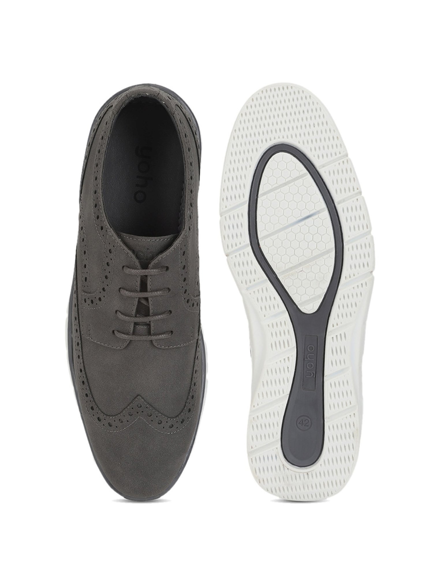 Yoho Men's Monsoon Grey Brogue Shoes