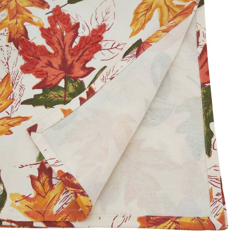 65" X 65" Embroidered Autumn Leaves Tablecloth - SARO Lifestyle