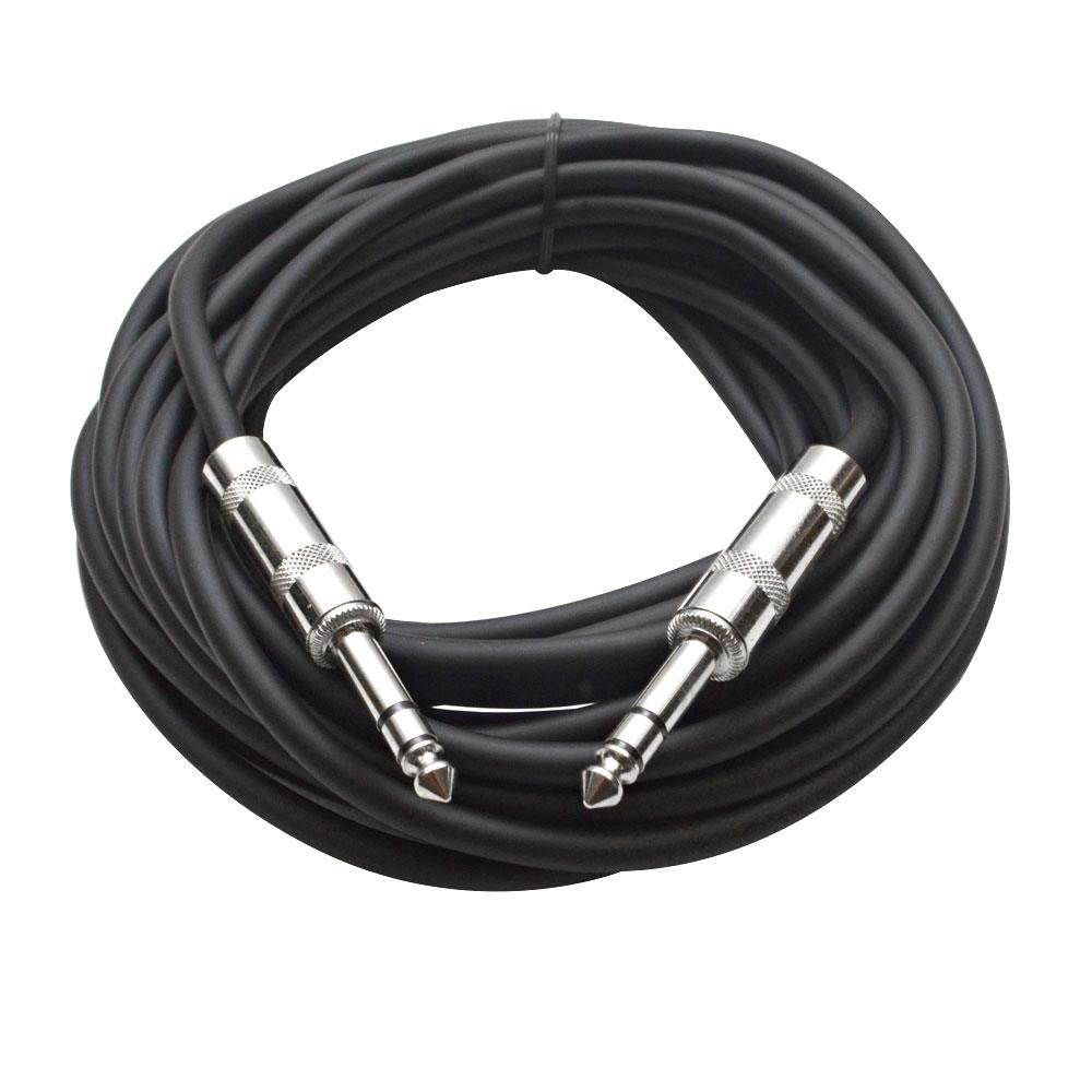 Seismic Audio - SATRX-25Black - 25 Foot Black 1/4" TRS Patch Cable - Balanced Cord - Effects, EQ, Mixer
