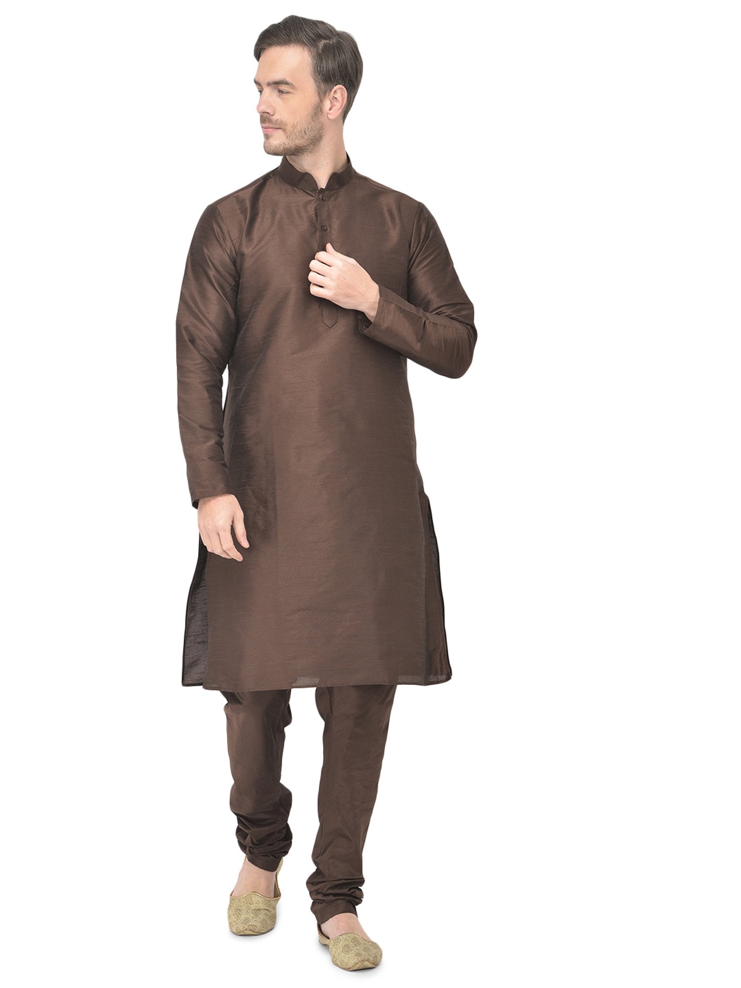 SG LEMAN Brown Regular Fit Printed Kurta Set