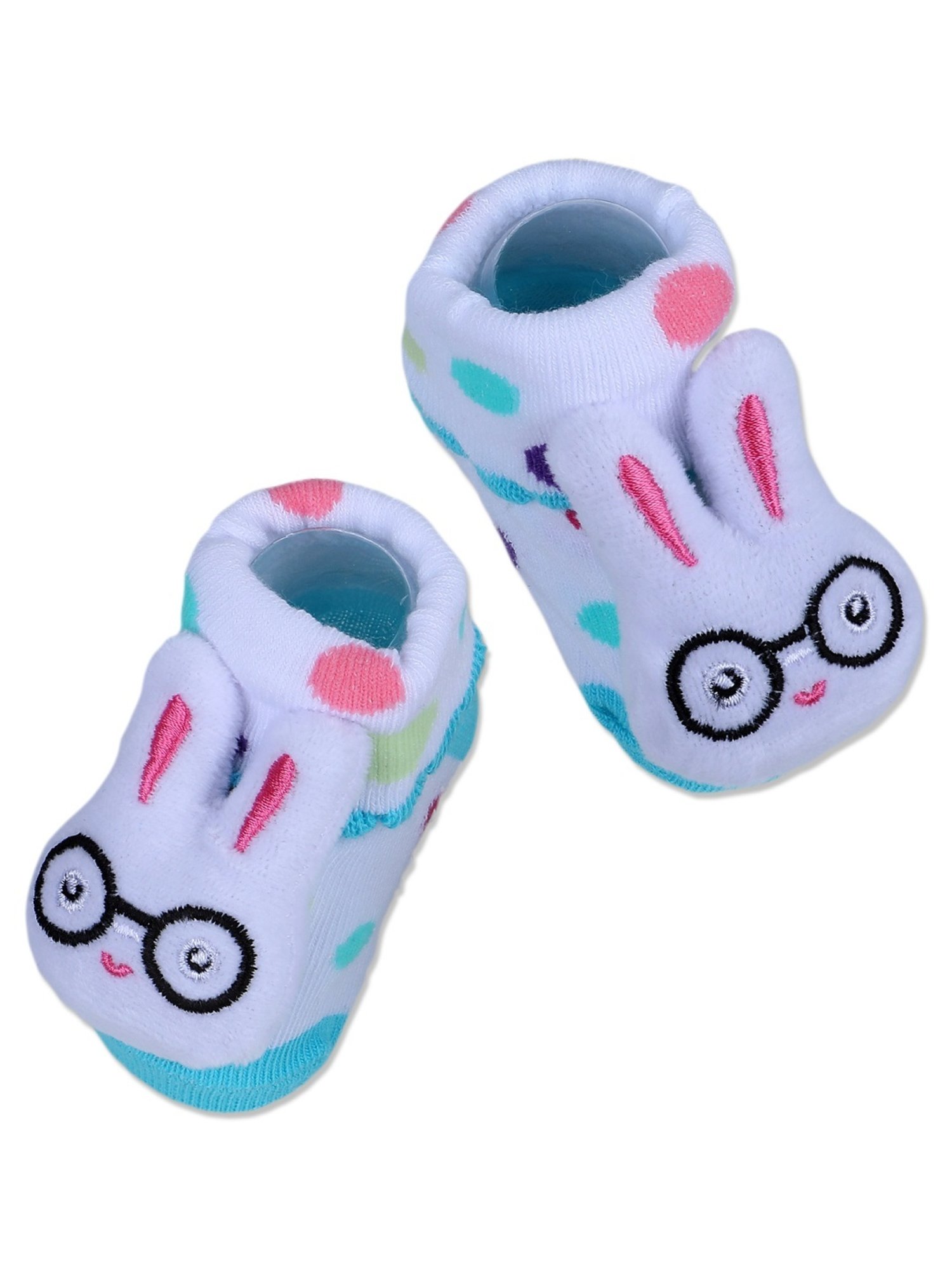 Baby Moo Kids White & Blue Cotton Applique Socks