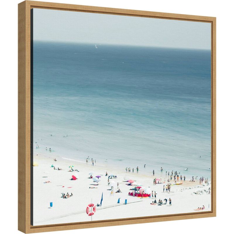 16" x 16" Sesimbra II Beach by Ingrid Beddoes Framed Canvas Wall Art - Amanti Art